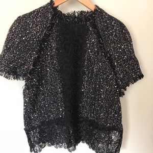 Zara Knit Cropped Top with Lace Detail